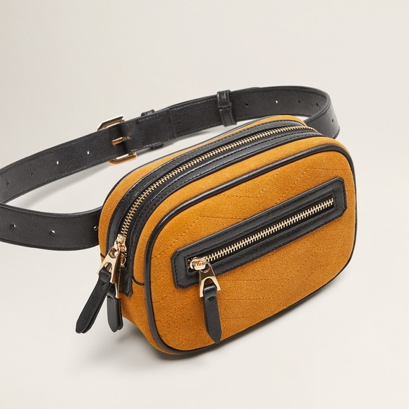 Mango Handbags - Mango Sue Leather Bum Mustard Bag